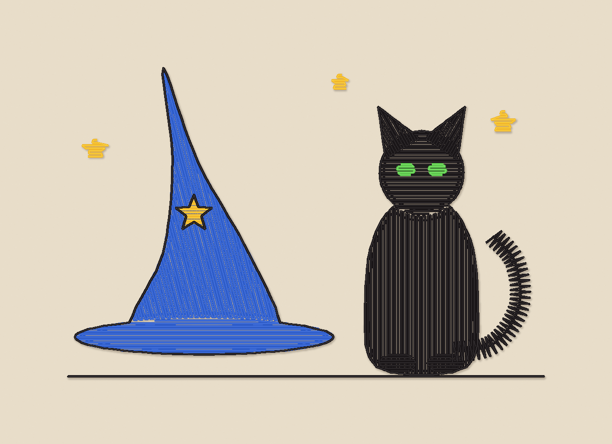 Stitch preview of version 1. The hat and the cat